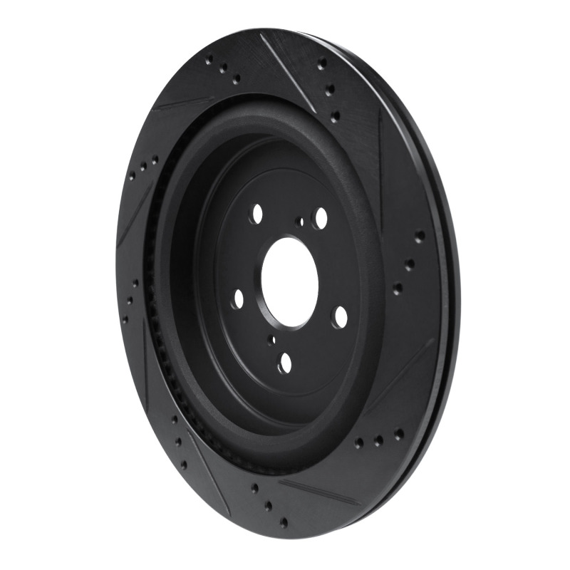 Lexus RX350 Brake Rotor (1) - Rear Left - R1 Concepts - Drilled & Slotted - Black - `16-`22